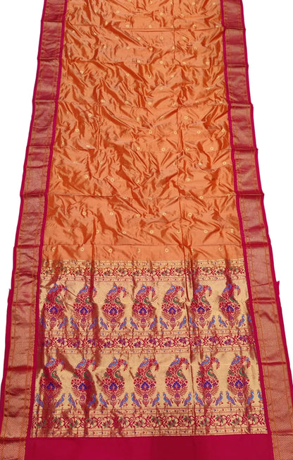 Traditional 9 Yard Kadiyal Paithani Saree – Pure Silk with Rich Pallu & Contrast Blouse