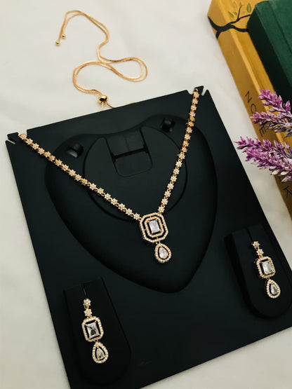 Premium Rose Gold Party Wear Necklace Set