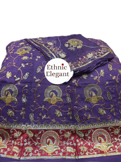 Upada Silk Thakurji Pure Odhna Poshak with Heavy Patch Handwork – Elegant Rajputi Style