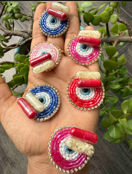 Evil eye good vibes Designer Roli chawal platte pack of 1