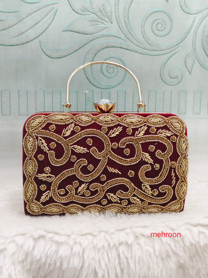 Elegant Metallic Gold Shimmery Party Clutch