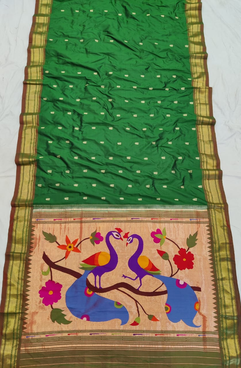 Yeola Fancy Paithani Silk Saree – Pure Handloom Silk, Shoulder Butti, Silk Mark Certified