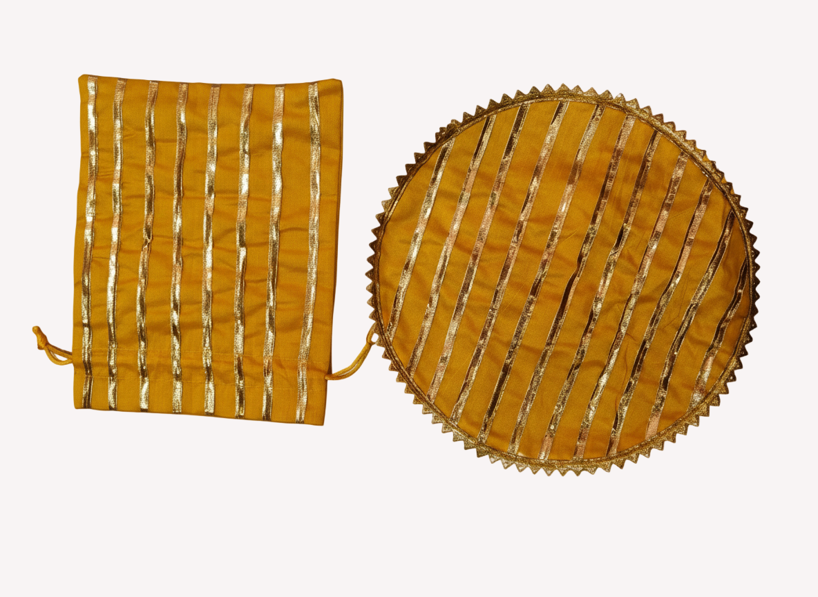 Lahriya beautiful handmade Papad Mangodi set pack of 10 Size - Potli 9/8 inch
Papad bag 11 inch diameter with chain