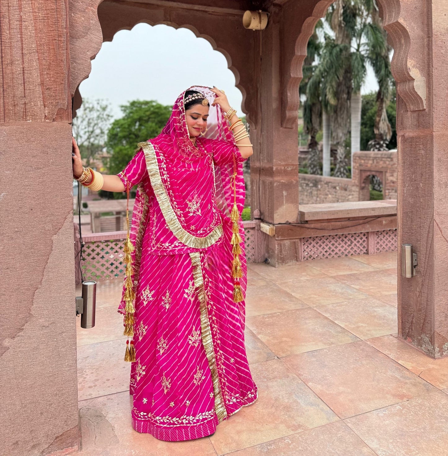 Lahriya Special Rani Colour Humrahi Poshak | Pure Ethnic Lahriya | Zari Kasab & Pitten Work | Unstitched