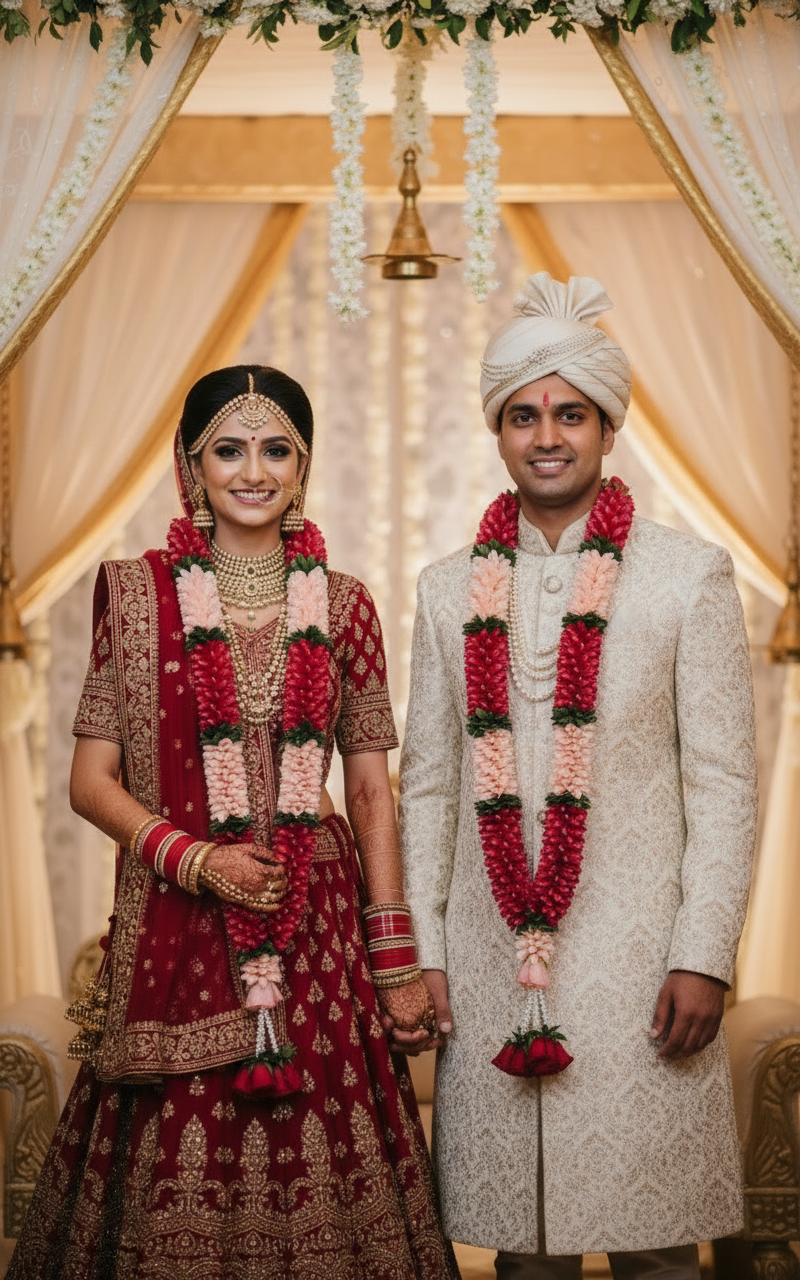 Fresh Flower Heavy Fancy Wedding Varmala / Garland Pair – Handcrafted Design, 5.5 ft