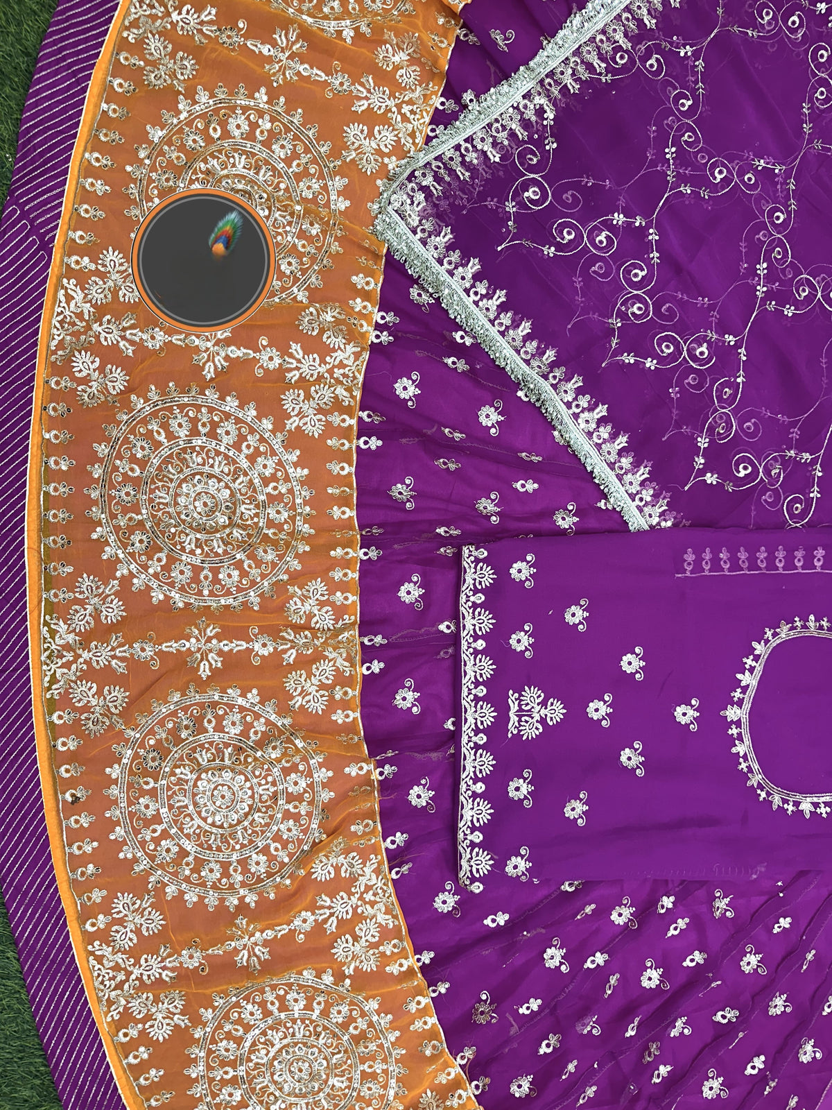 Georgette Fabric Royal pure Odhani Contrast Border Jari Sequence work Beautiful Rajputi poshak