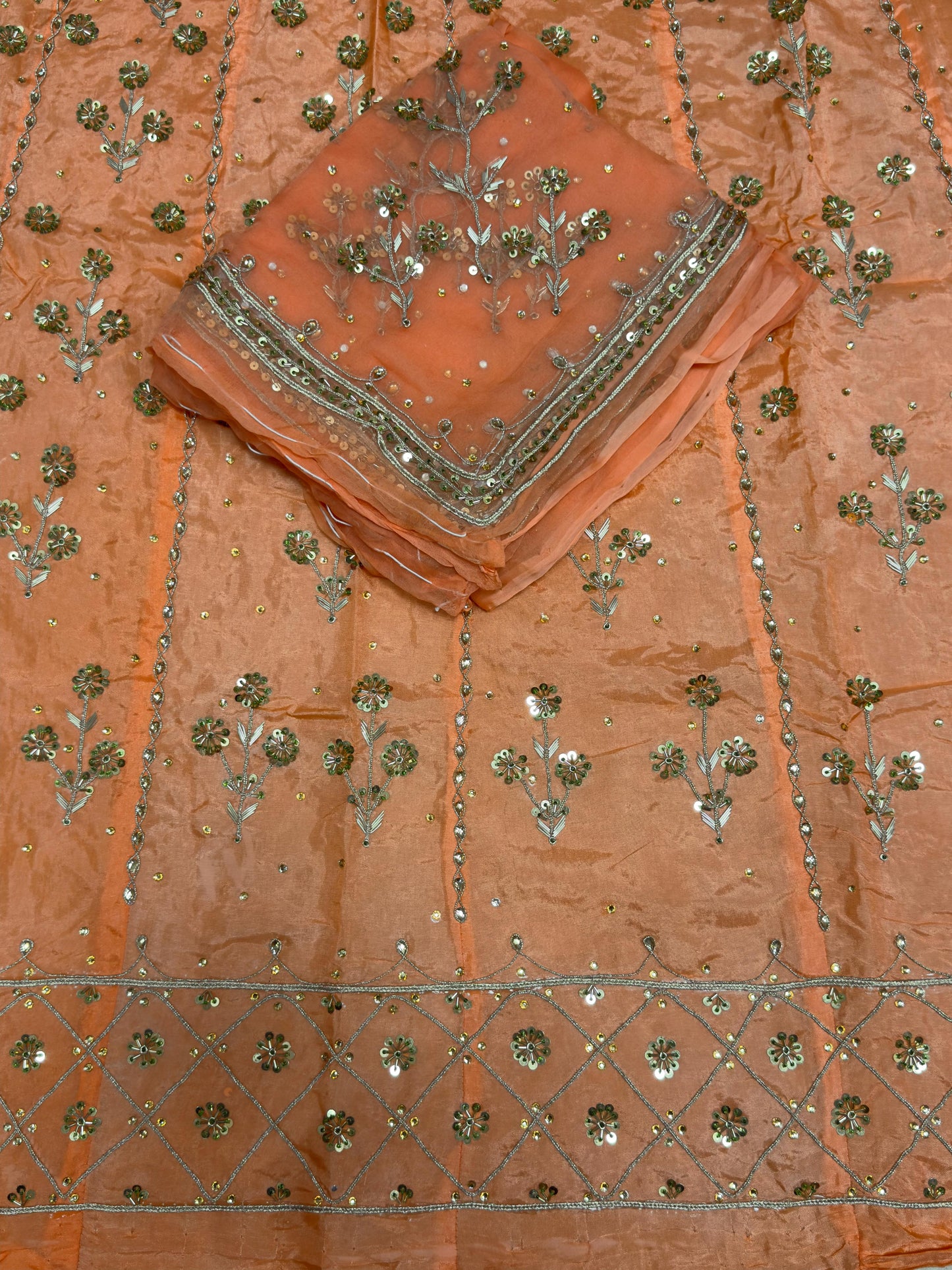 Upada Silk Rajputi Poshak – Pure Odhani with Heavy Jardozi Handwork & Butti Design (Unstitched)