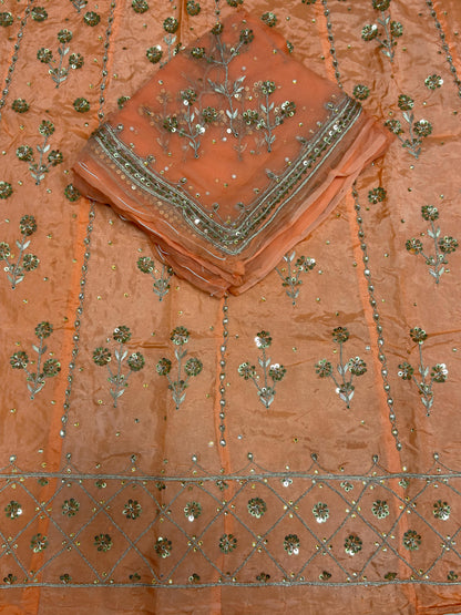 Upada Silk Rajputi Poshak – Pure Odhani with Heavy Jardozi Handwork & Butti Design (Unstitched)