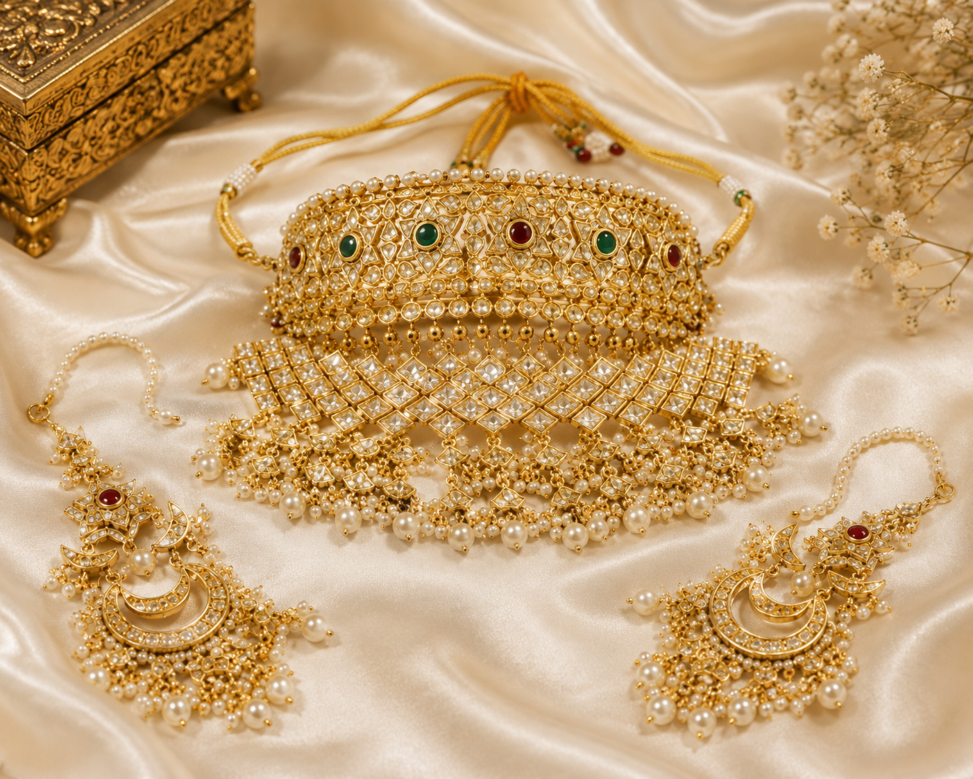Classic Rajasthani Necklace Set with Earrings | Traditional Ethnic Jewelry for Weddings