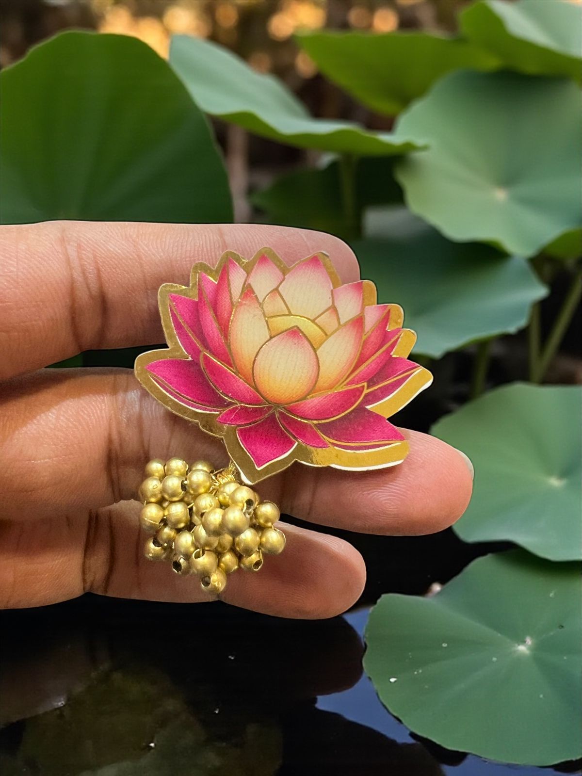 Beautiful handcrafted lotus brooch pack of 25