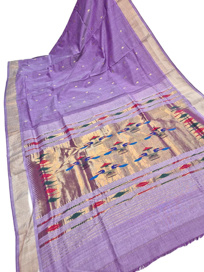 Handloom Cotton Paithani Saree – Lightweight Traditional Saree with Shoulder Butta & Pallu