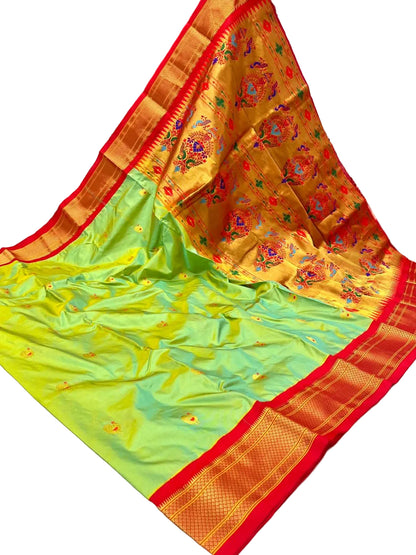 Traditional Pure Silk Paithani with Kadiyal Border
