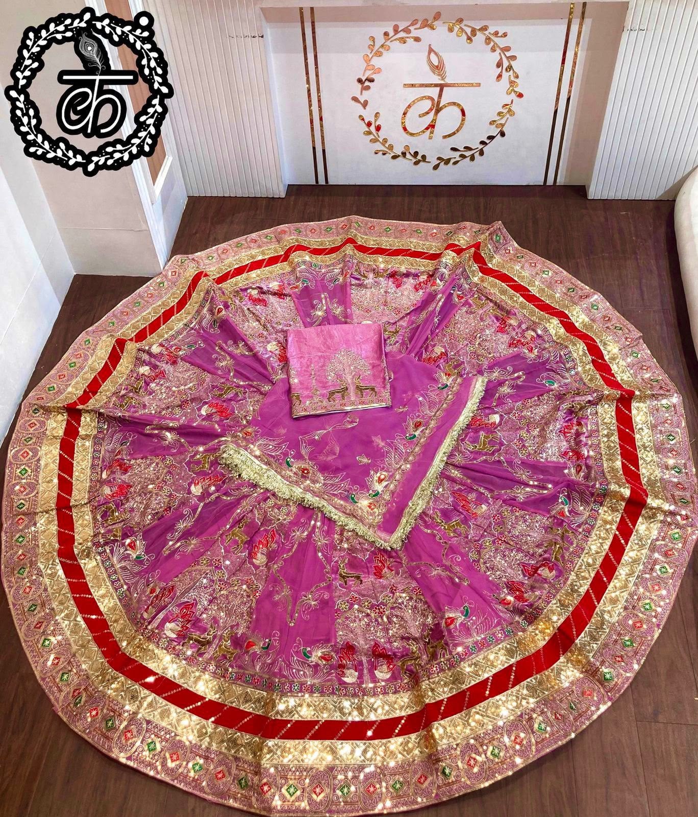 Royal Traditional Colour  7MTR Big Gher Handcrafted Rajputi Poshak |  Rajasthani Wedding Dress