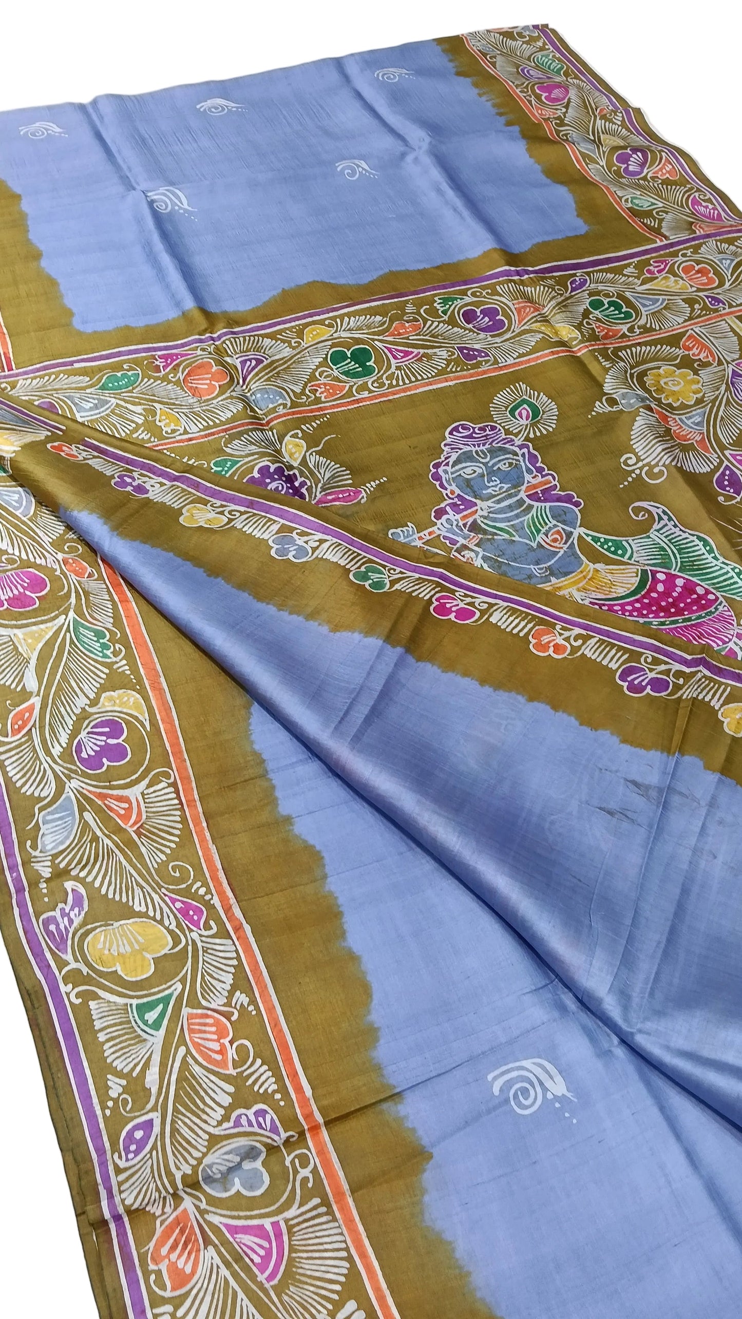 Authentic Bishnupuri Batik Pure Silk Saree | Handprinted & Silk Mark Certified