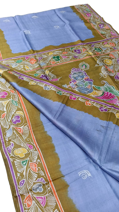 Authentic Bishnupuri Batik Pure Silk Saree | Handprinted & Silk Mark Certified