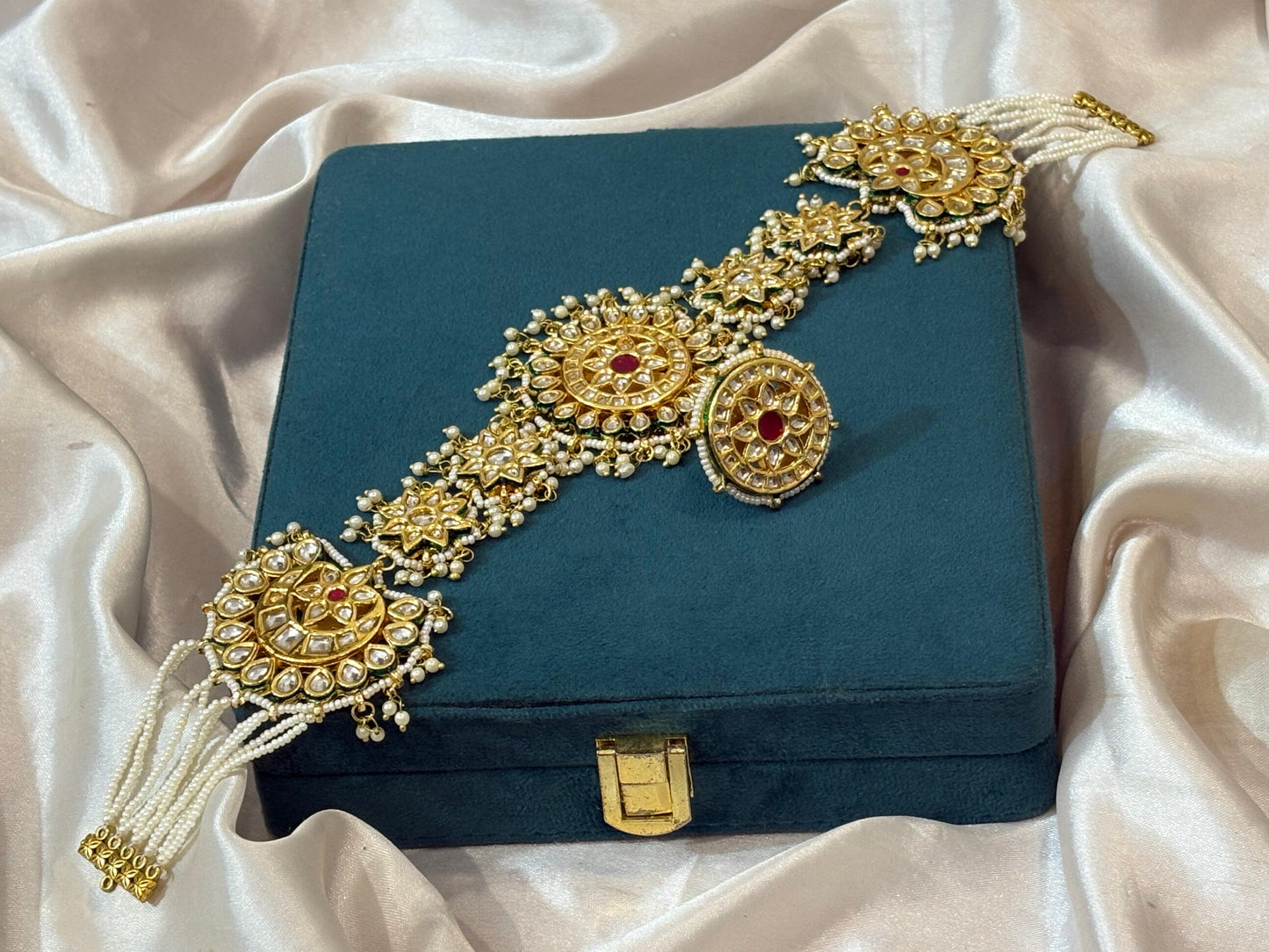 Meenakari Sheeshphool with Rakdi – Heavy Rajputi Bridal Head Jewellery for Wedding & Poshak Wear