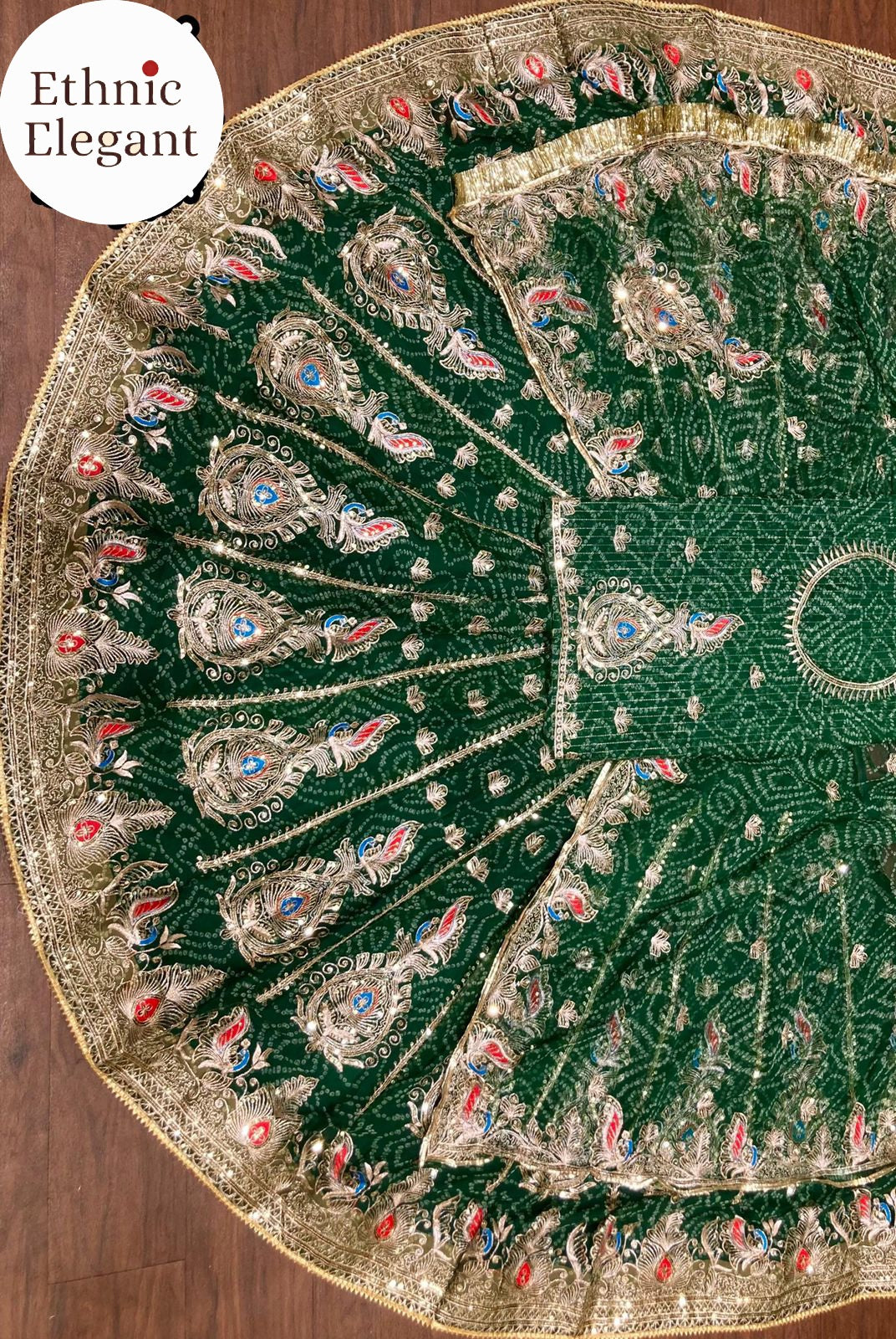 DESIGHNER 5 MTR GHER VINTAGE CHUNNARI POSHAK