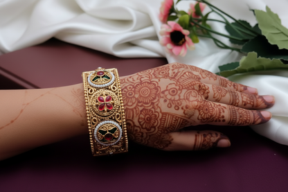 Rajwari Elegant Screw Patla Bangle – Heritage Gold Tone Kada pair