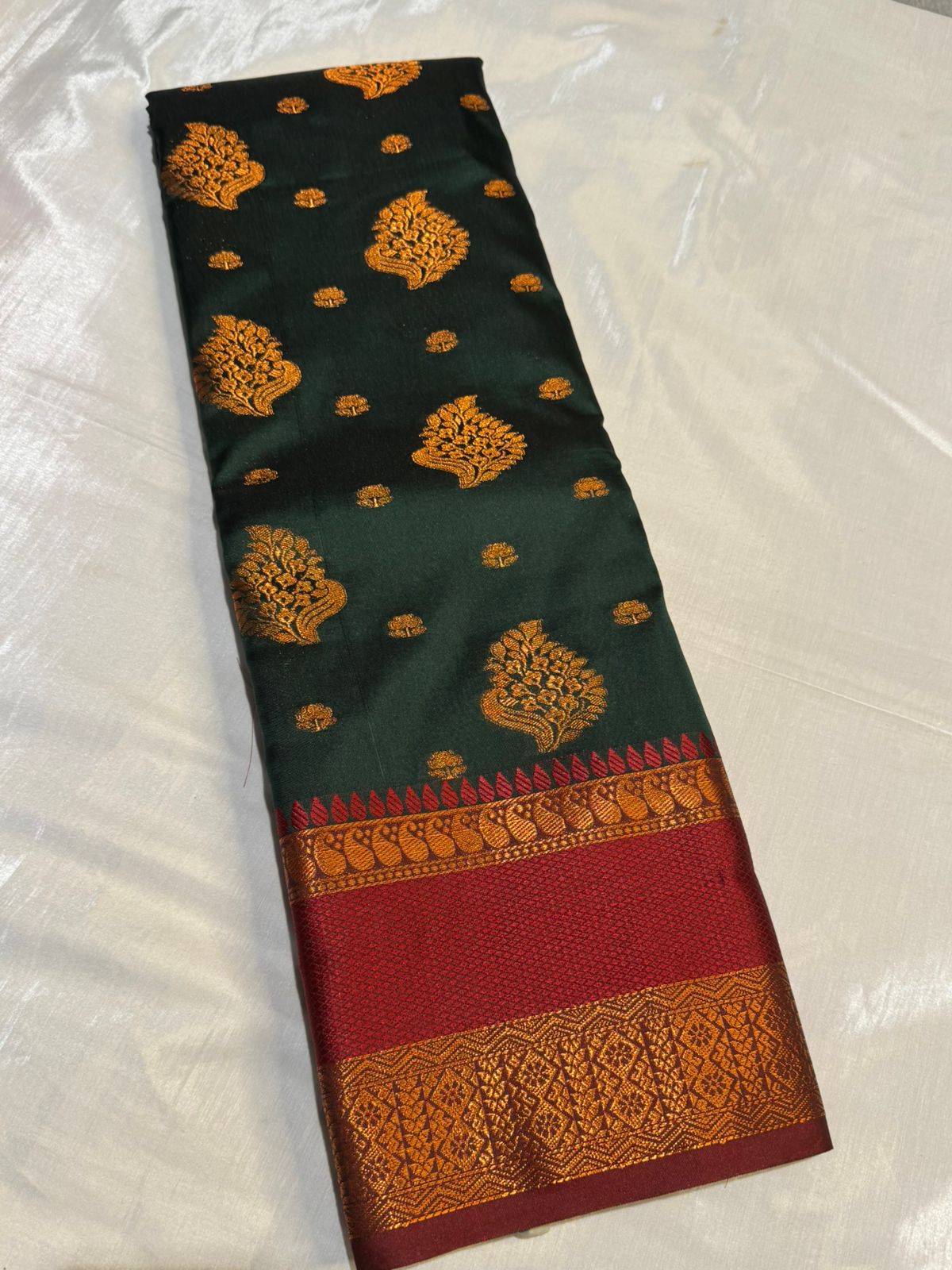 Traditional Big Border Semi Kanchipuram Silk Saree