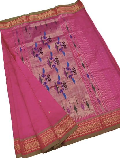 Traditional Yeola Paithani Saree – Pure Silk Handloom with Shoulder Butti & Silk Mark
