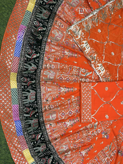 Boutique Designer 4 Meter Ghera Royal Poshak – A Timeless Blend of Tradition and Elegance/ CODE:SHR