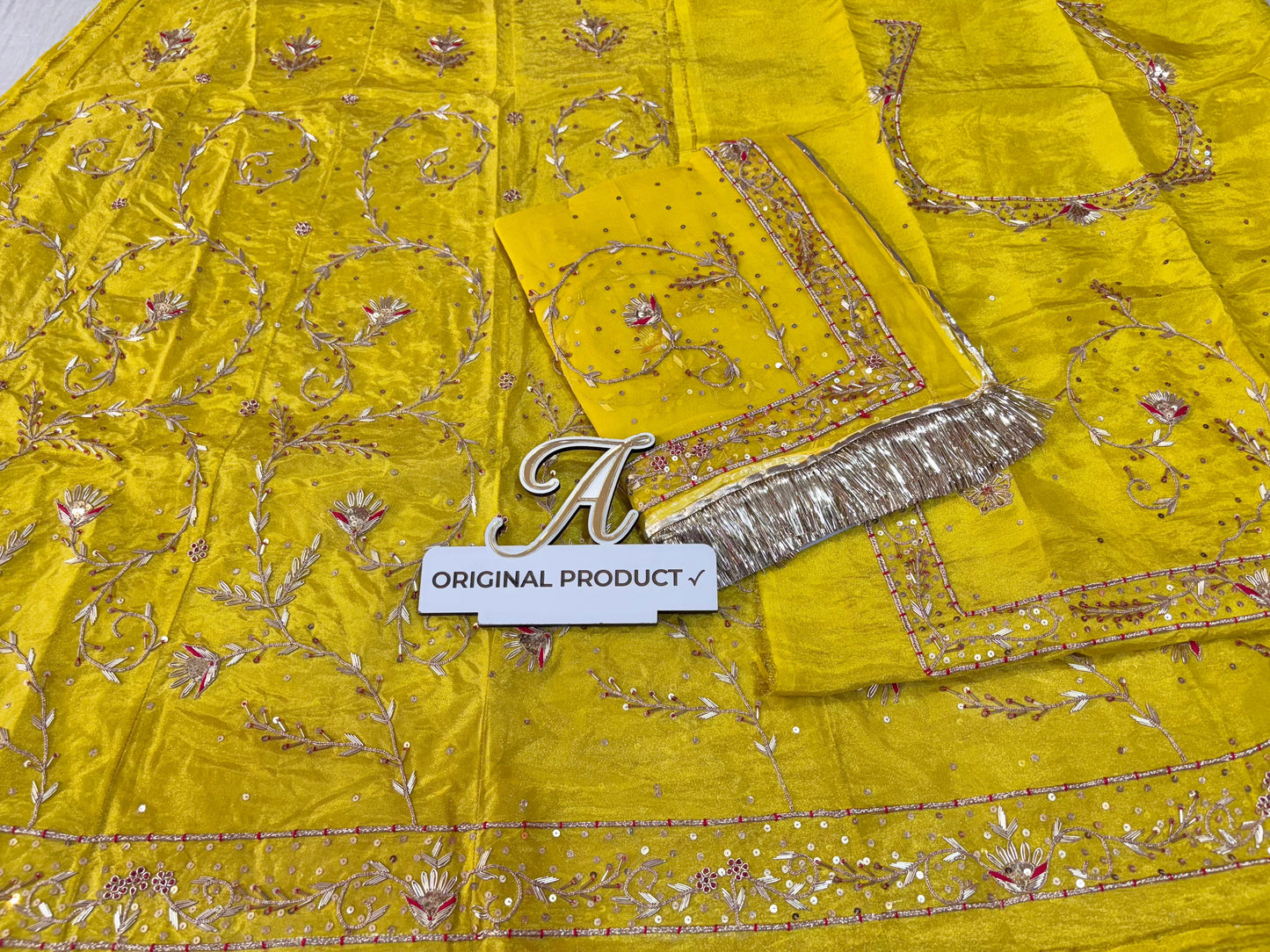 Boutique pure thakourji odhna Jardoji handwork beautiful Tissue poshak