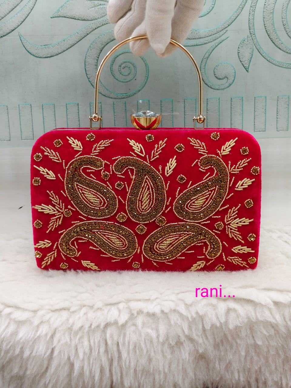 Elegant Metallic Gold Shimmery Party Clutch