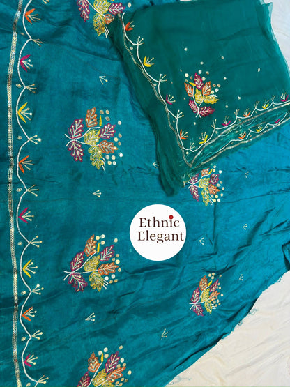 Boutique Upada Fabric Rajputi Poshak Set | Resham & Moti Handwork | Pure Thakurji Odhna