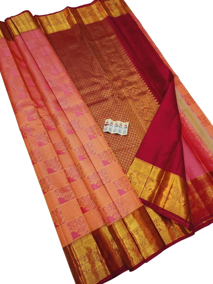 Handloom Kanchipuram Silk Bridal Saree – Silk Mark Certified, Grand Zari Pallu