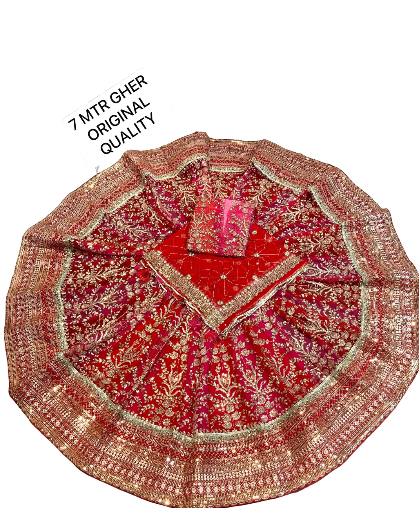 Heavy Boutique Rajputi Poshak 7 Meter Gher Lehenga Set – Vintage Rajwadi Style Georgette & Velvet Designer Dress