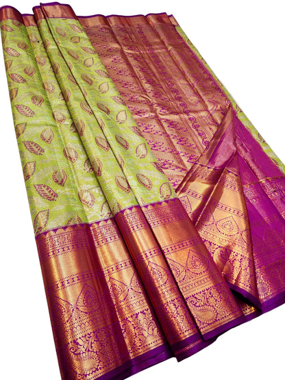 Designer Kanjipuram Semi Tissue Saree – Trendy Traditional Look for Festive & Partywear