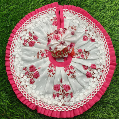 Premium Floral Lace Kanha Ji Poshak with Mukut Pack of 2 | Laddu Gopal Dress
