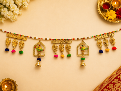 Auspicious Festive welcome  Handcrafted Bandarwal/Toran with side hanging 37* inch💫