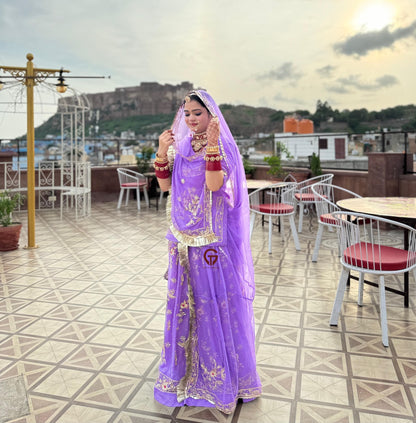 Exquisite Hand Dabka and Kundan heavy work Rajwadi look poshak