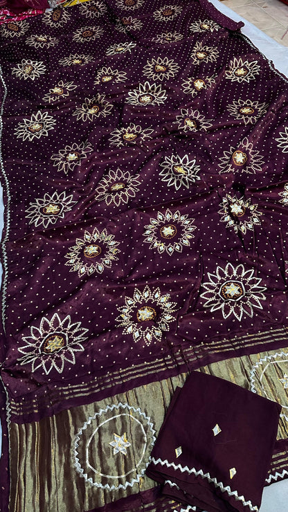 Pure Modal Gajji Silk Saree with Kachi Gota Patti Handwork – Designer Traditional Saree