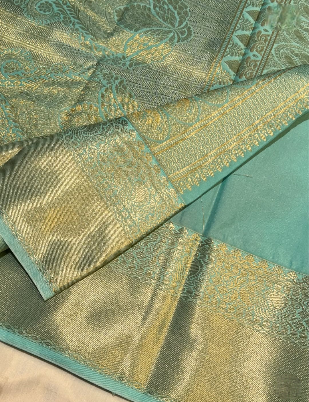 Red & Rama Green Semi Kanchipuram Silk Saree – Handwoven Traditional Saree