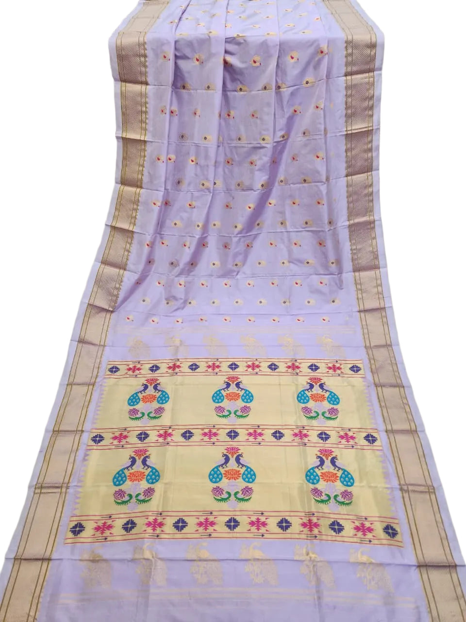 Pure Silk Paithani Saree with Maharani Pallu & Meenakari Buti – Kalanjali Collection
