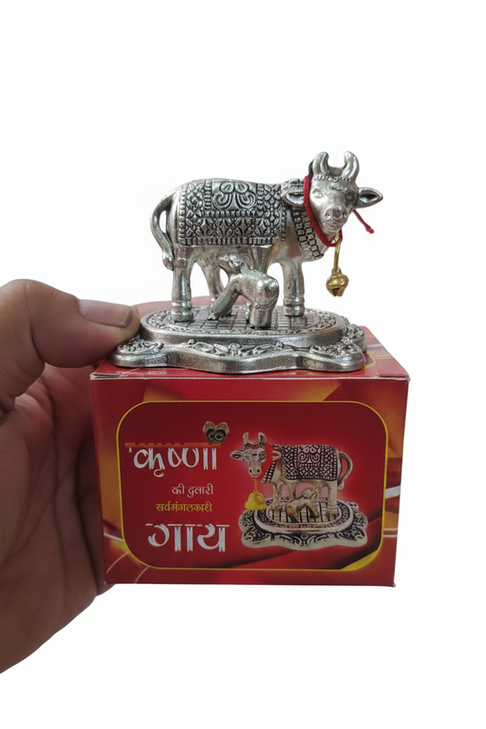 Auspicious German silver Kamdhenu Cow & Calf – Divine Gifting Idol  pack of 10