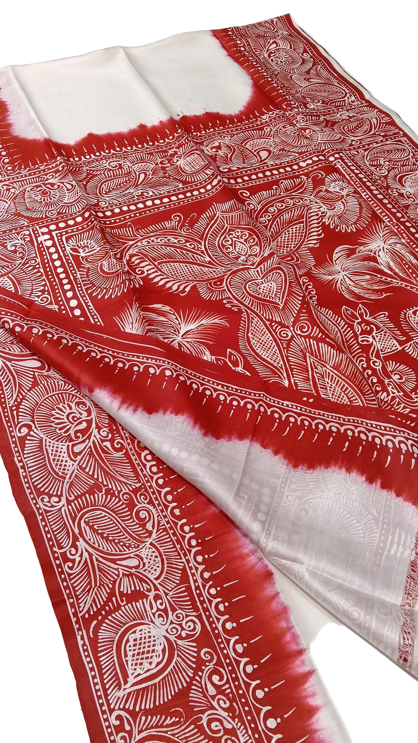 Authentic Bishnupuri Batik Pure Silk Saree | Handprinted & Silk Mark Certified