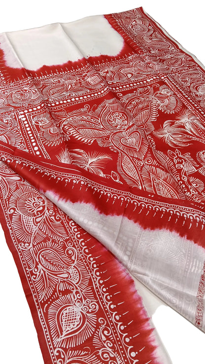 Authentic Bishnupuri Batik Pure Silk Saree | Handprinted & Silk Mark Certified