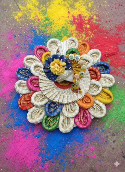 Laddu Gopal Ji Designer Holi Poshak with Mukut (6 Inch) | Festive Dress for Thakur Ji