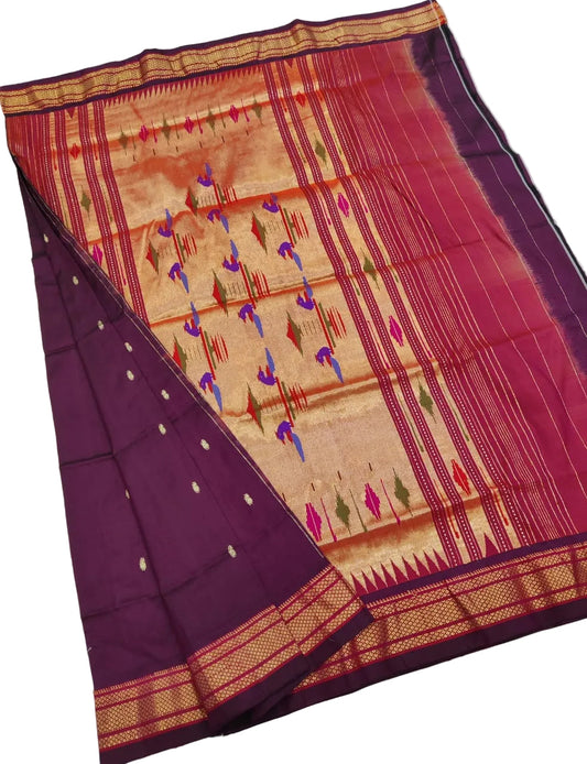 Traditional Yeola Paithani Saree – Pure Silk Handloom with Shoulder Butti & Silk Mark