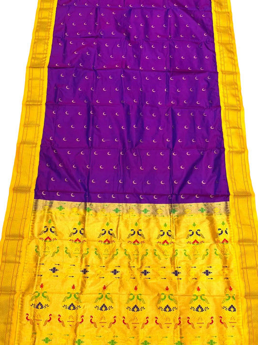 Pure Silk Maharani Pallu Paithani Saree | Handwoven Chandrakor Butti Designer Saree