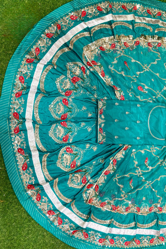 DESIGHNER  4 MTR GHER CREPSILK pure odhna vintage style beautiful Rajputi poshak
