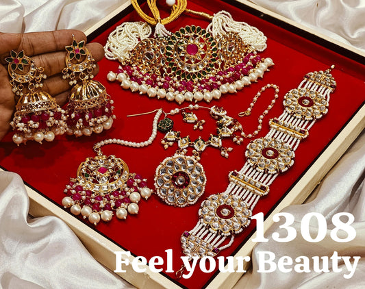 Jhumka style beautiful Rajwari look jewelry combo set