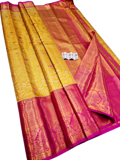 Kanchipuram Pure Silk Handloom Floral Bridal Saree Silk Mark Certified | Pure Pattu Wedding Saree