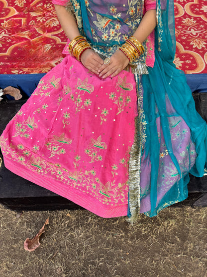 Elegant Partywear Rajasthani Poshak – Natural Silk with Kasab Zari, Aari & Resham Work