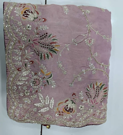 Elegant Tissue Silk Wedding Saree with Heavy Zardozi Handwork – Designer Boutique Saree