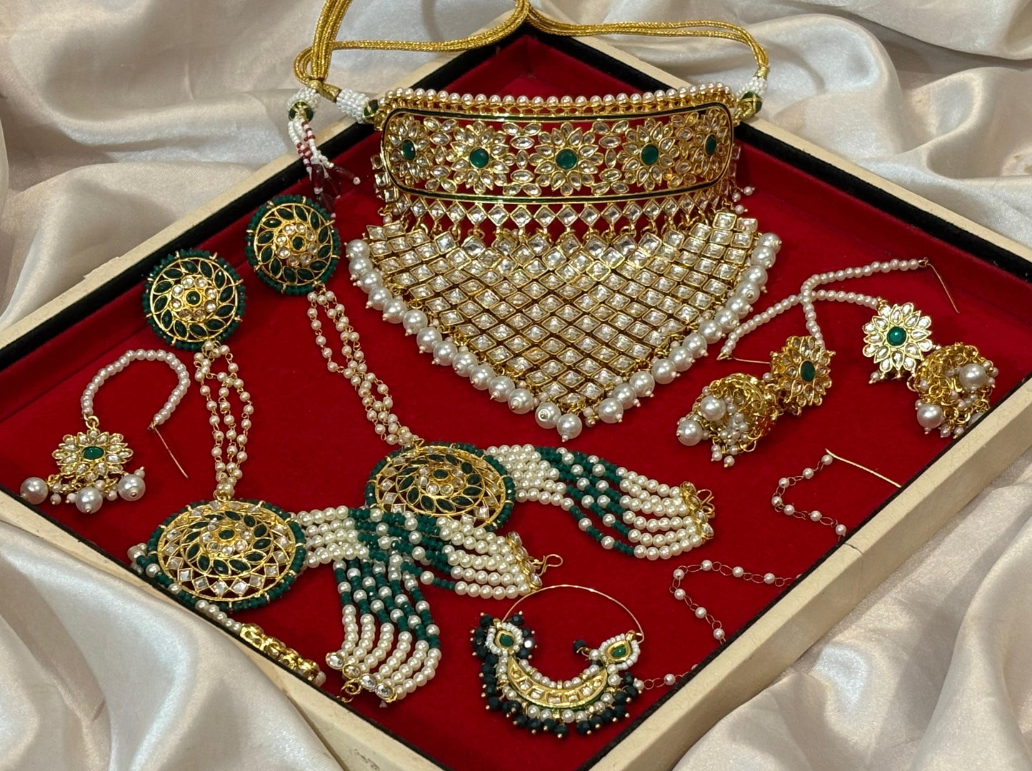 Meenakari Traditional Poshak Jewellery Combo Set – Rajwadi Bridal Necklace Set for Wedding & Festive Wear