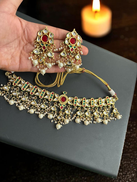 Jadau Meenakari chokor & earring set